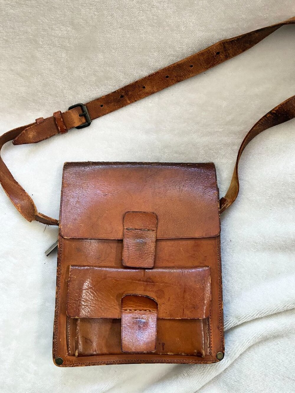 Vintage Danish Scandinavian Leather Cross Body Bag